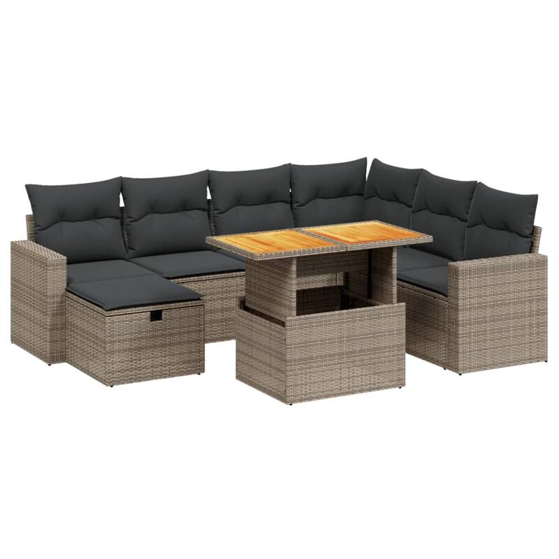 vidaXL Patio Sofa Set with Cushions Outdoor Lounge Set 8 Piece Poly Rattan - 21.7 x 39.4 x 28.7
