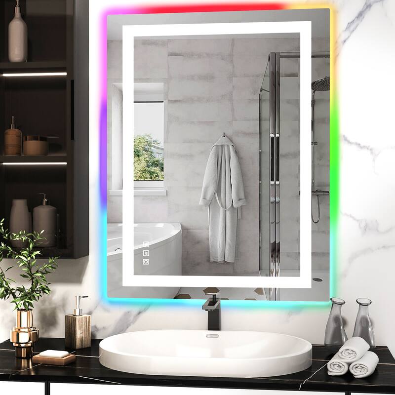 Anti-Fog RGB Backlit & LED Frontlit Bathroom Mirror - 36"X28"