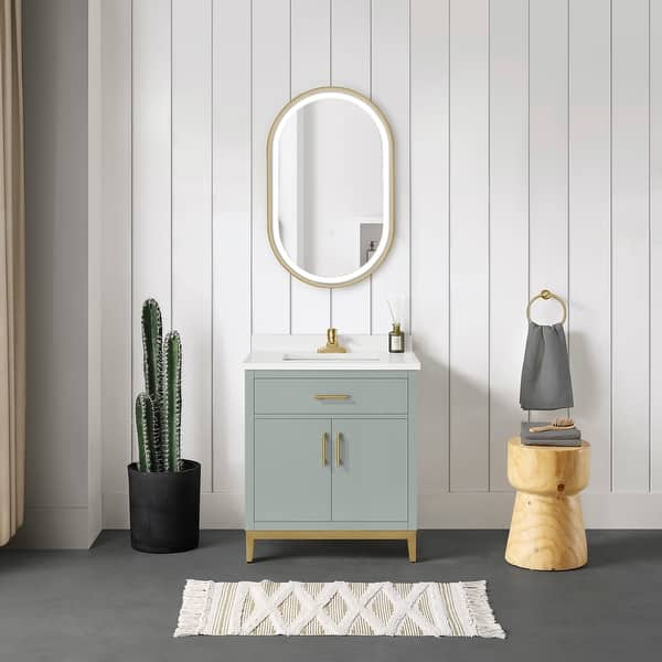 slide 2 of 14, Ove Decors Diya 30 in. Single Sink Bathroom Vanity in Sage Green