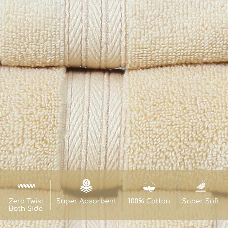 Home Weavers Elegance Essentials 550GSM Cotton Zero Twist Super Absorbent Bath Towel Set of 8