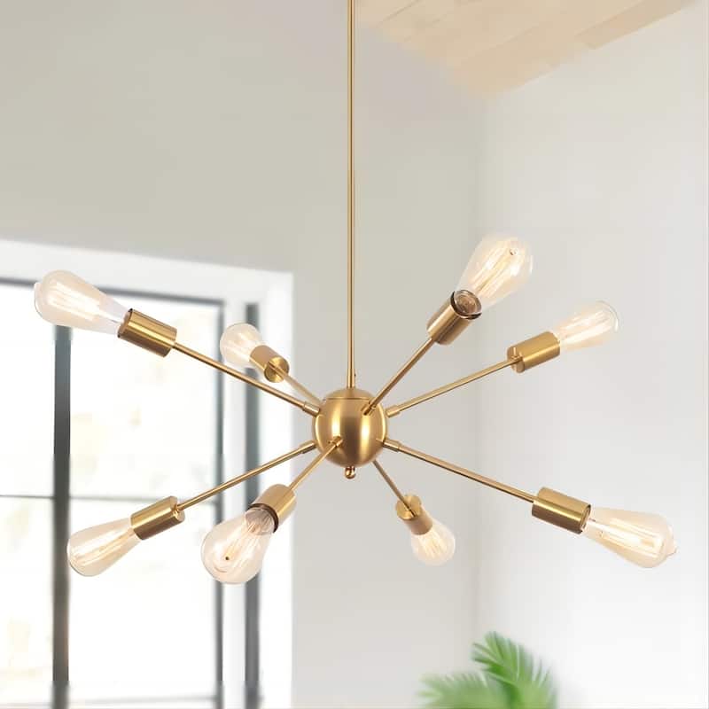 8-Light 23.54-inch Sputnik Chandelier Light for Bedroom Living Room - Gold