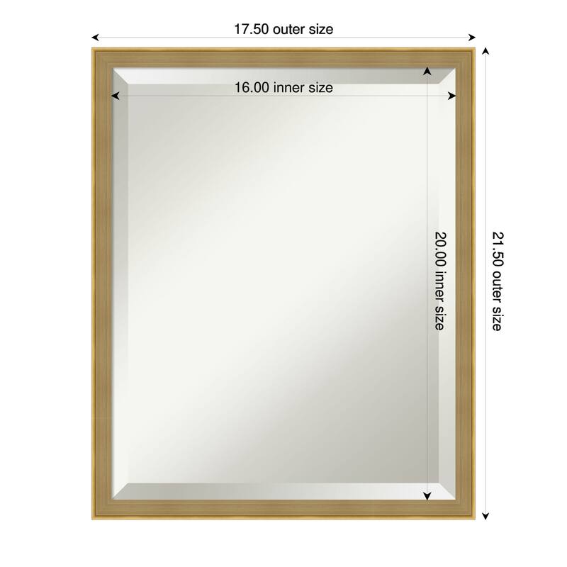 Incline Beveled Wood Framed Wall Mirror - 18 x 22 in - Incline Dark Gold
