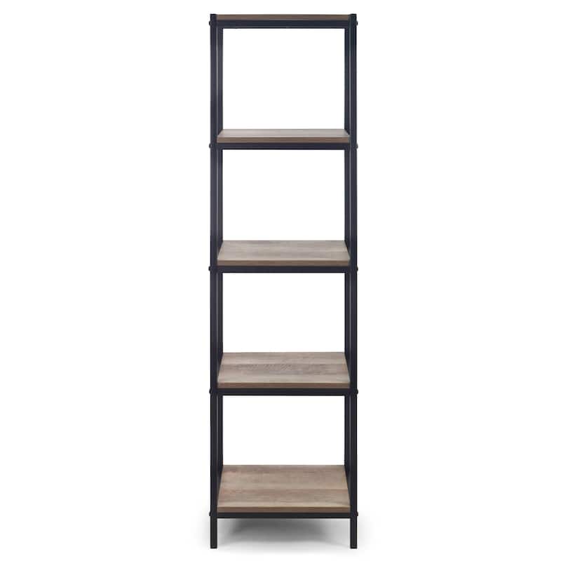 August 57.25 In. Light Brown Shelf Etagere Bookcase with Metal Frame