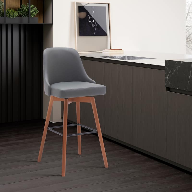 Sicily Faux Leather or Fabric Upholstered Swivel Counter or Bar Stool