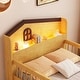 preview thumbnail 7 of 21, Wooden Twin Size Low Loft Bed with House Shape Headboard Built-in LED Lights, Kids Storage Bed with Drawers and Storage Stairs