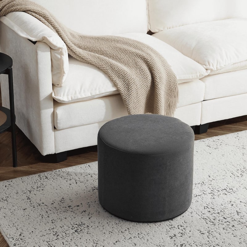 Bezseller Soft Boucle Pouf Ottoman, Comfortable Foot Rest, Full Foam Filling Footstool for Living Room, Bedroom - Dark Grey