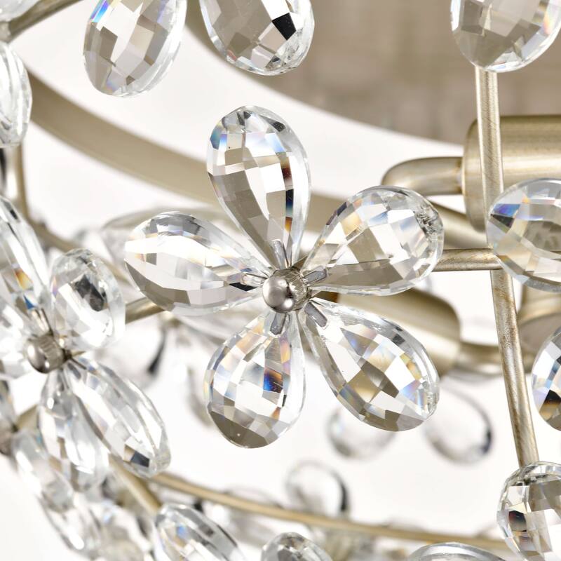 Rosa 3-Light Glam Daisy Flower Crystal Blossom Flush Mount