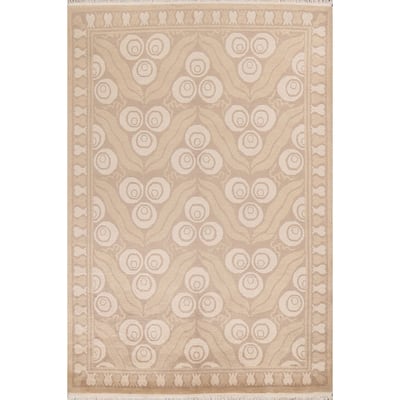 Vegetable Dye Nepalese Abstract Oriental Area Rug Handmade Wool Carpet - 6'3" x 9'4"