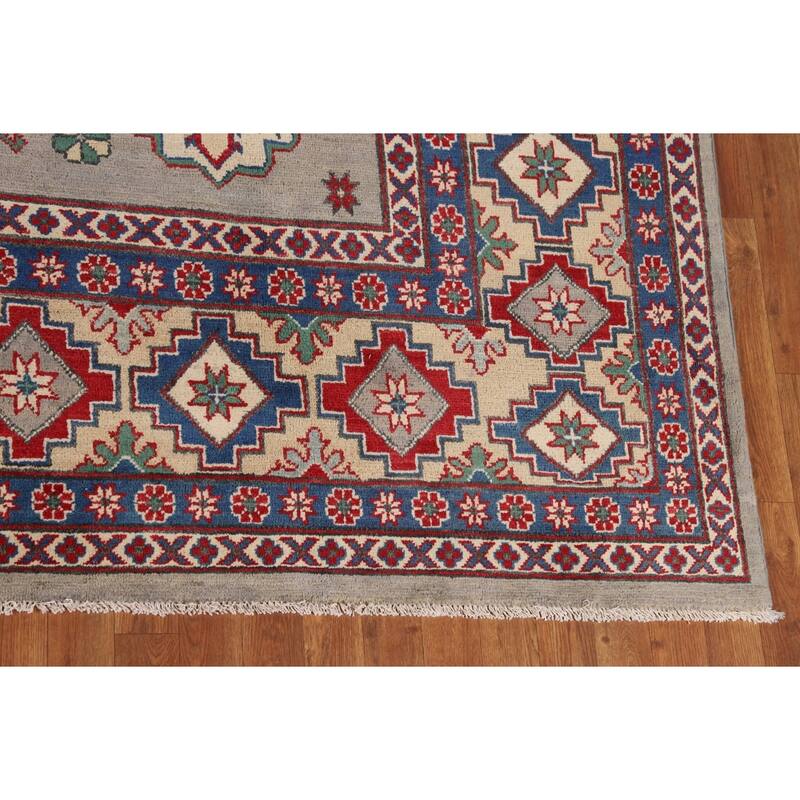 Geometric Kazak Large Area Rug Handmade Wool Carpet - 9'7" x 13'7"