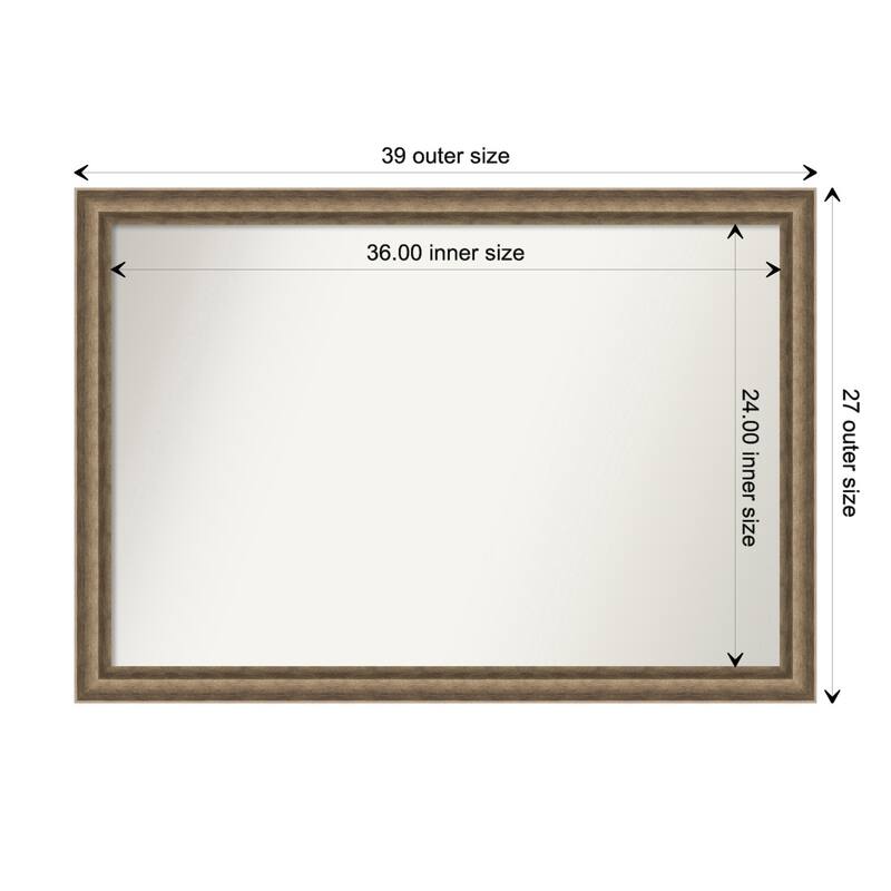 Angled Non-Beveled Wood Framed Bathroom Vanity Wall Mirror - Angled Bronze - Glass Size 36x24