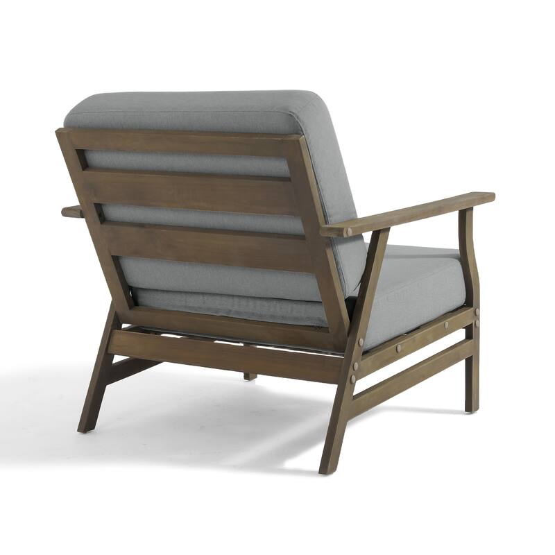 Outdoor 2 Set Teak Wood Club Chairs Set with Cushion