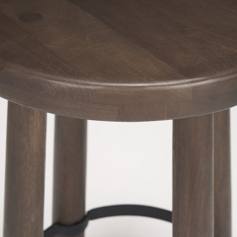 Weldon Dark Brown Wood w/ Matte Black Metal Counter Stool - 16.0L x 16.0W x 26.0H