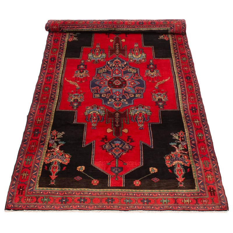 ECARPETGALLERY Hand-knotted Konya Anatolian Red Wool Rug - 4'11 x 10'2