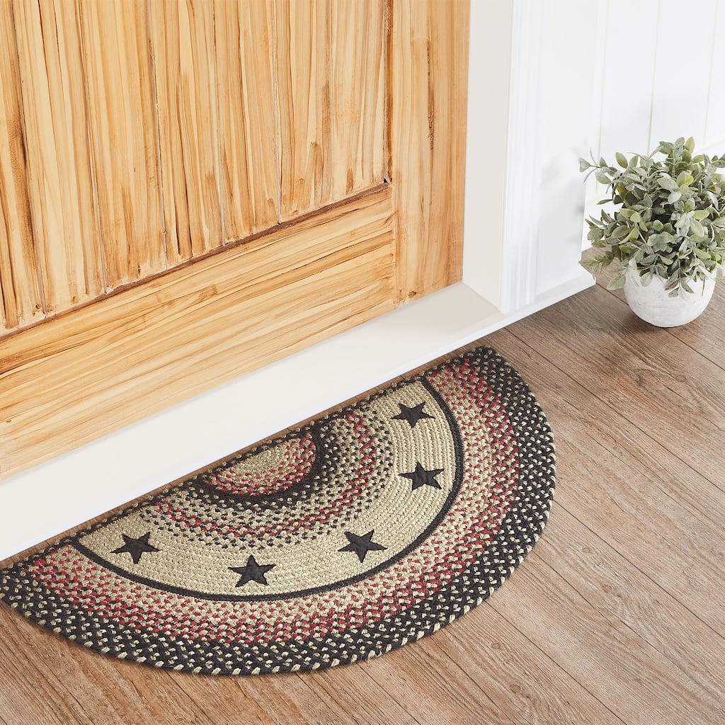 Colonial Star Jute Rug Half Circle w/ Pad 16.5x33 - 16.5" x 33" Half Circle