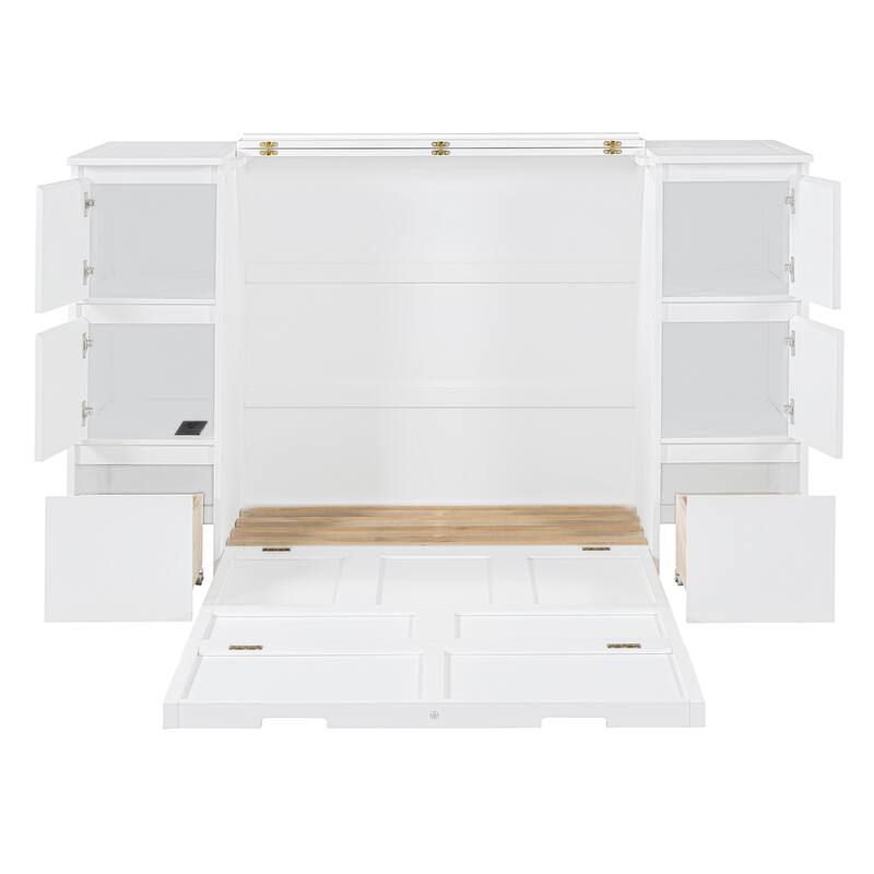 Twin Murphy Bed with Storage Drawers, Cabinets, and USB Charging - Ideal for Small Spaces