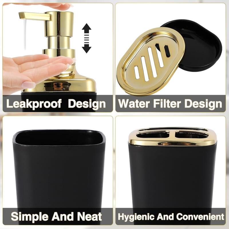 8-piece bathroom set with stainless steel trash can, toilet brush, toothbrush set, soap dispenser