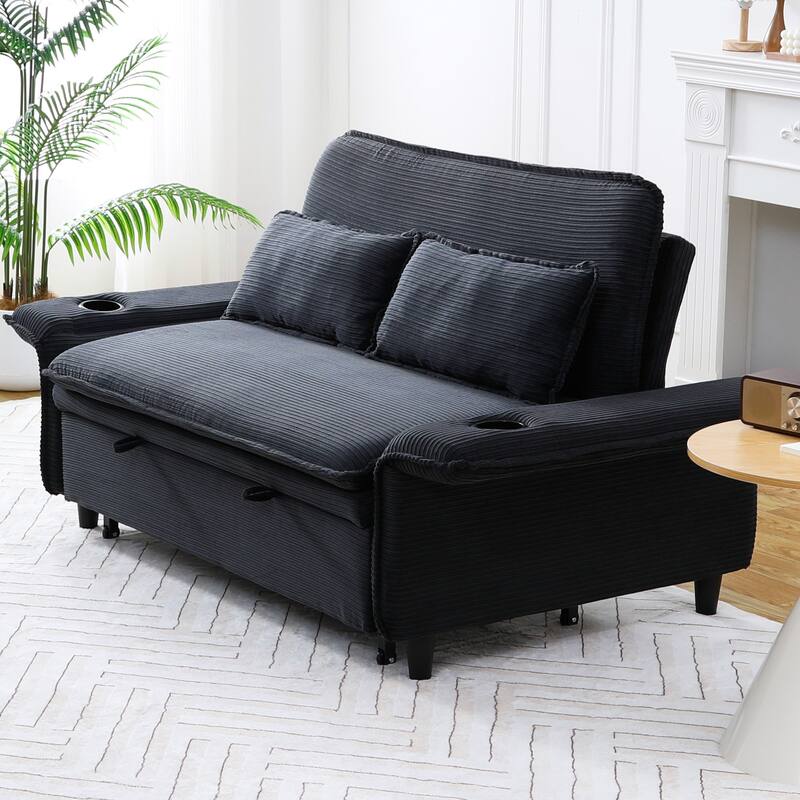 65.74-Inch Letter Striped Fabric Multi-Functional Sofa Bed,Suitable For Bedrooms And Living Rooms