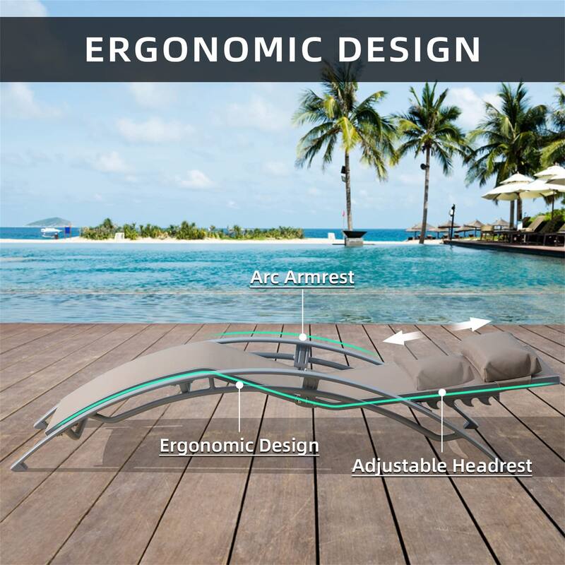 GDFStudio - Adrian Adjustable Aluminum Outdoor Pool Lounge Chair Set with Metal Side Table for All-Weather