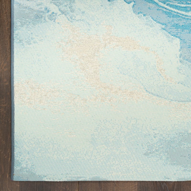 Nourison Color Splash Indoor/Outdoor Blue Abstract Area Rug