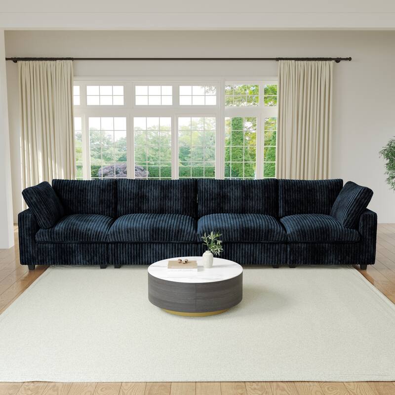 157.48" Soft Plush Modular Sectional Sofa 4-Seater Upholstered Living Room Couch
