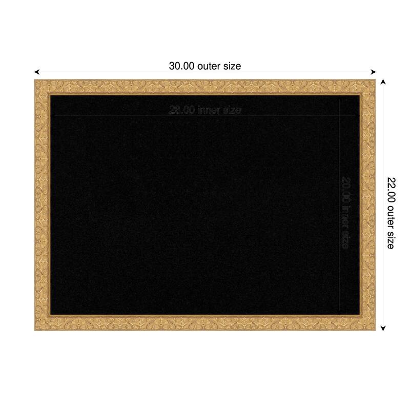 Lila Gold Wood Framed Cork Board - Bulletin Board, Organization Board, Pin Board - Black - 30 x 22 in