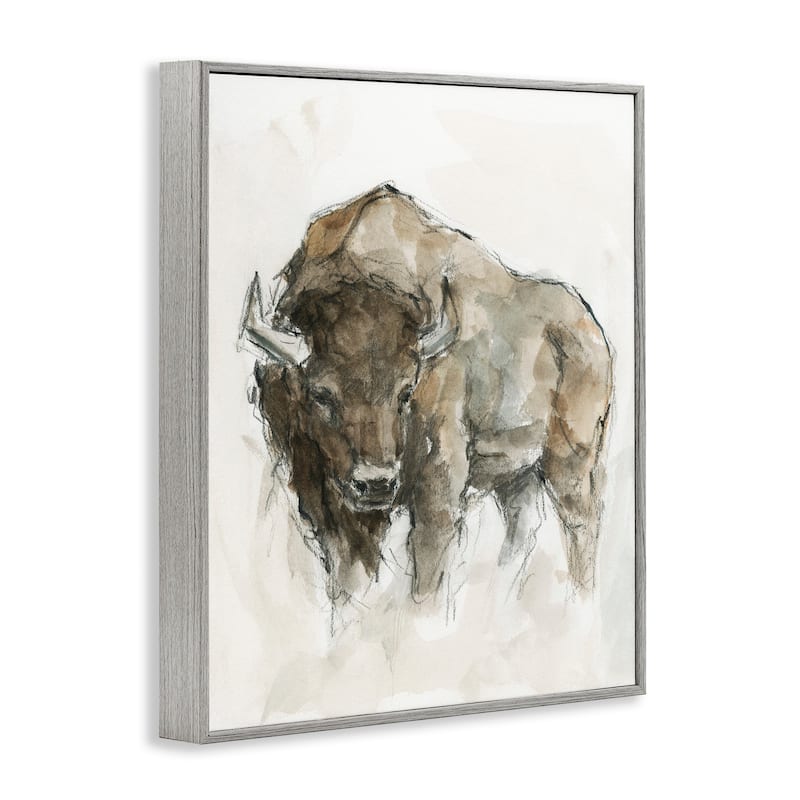 Stupell Western American Buffalo Brown Country Animal Framed Giclee Texturized Art by Ethan Harper