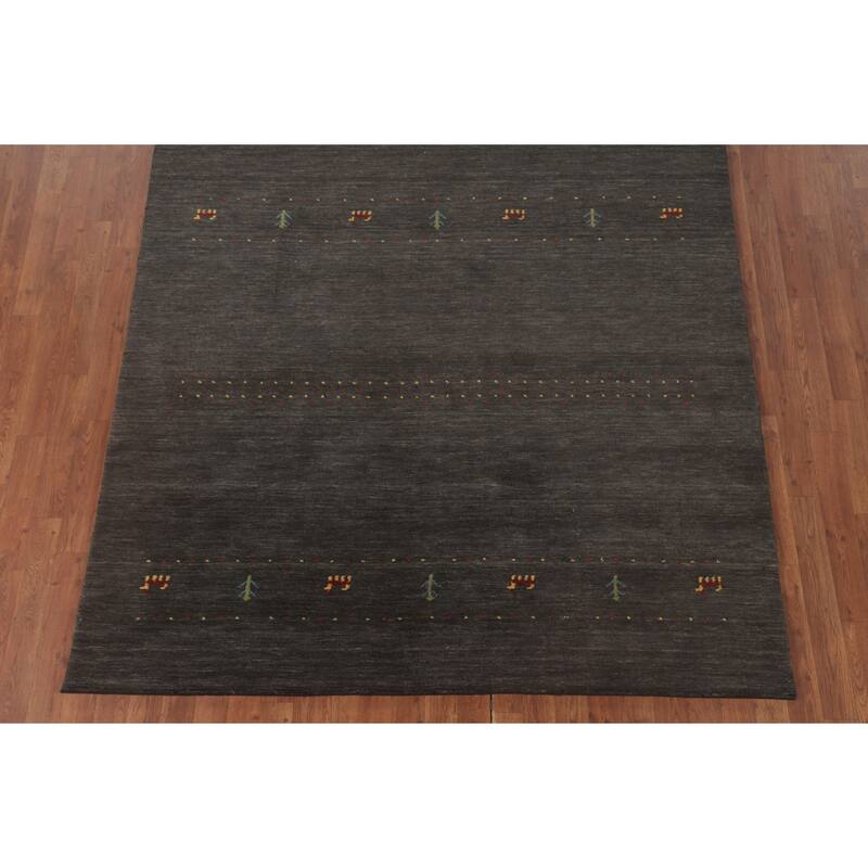 Tribal Animals Gabbeh Oriental Area Rug Wool Carpet - 6'1"x 9'9"