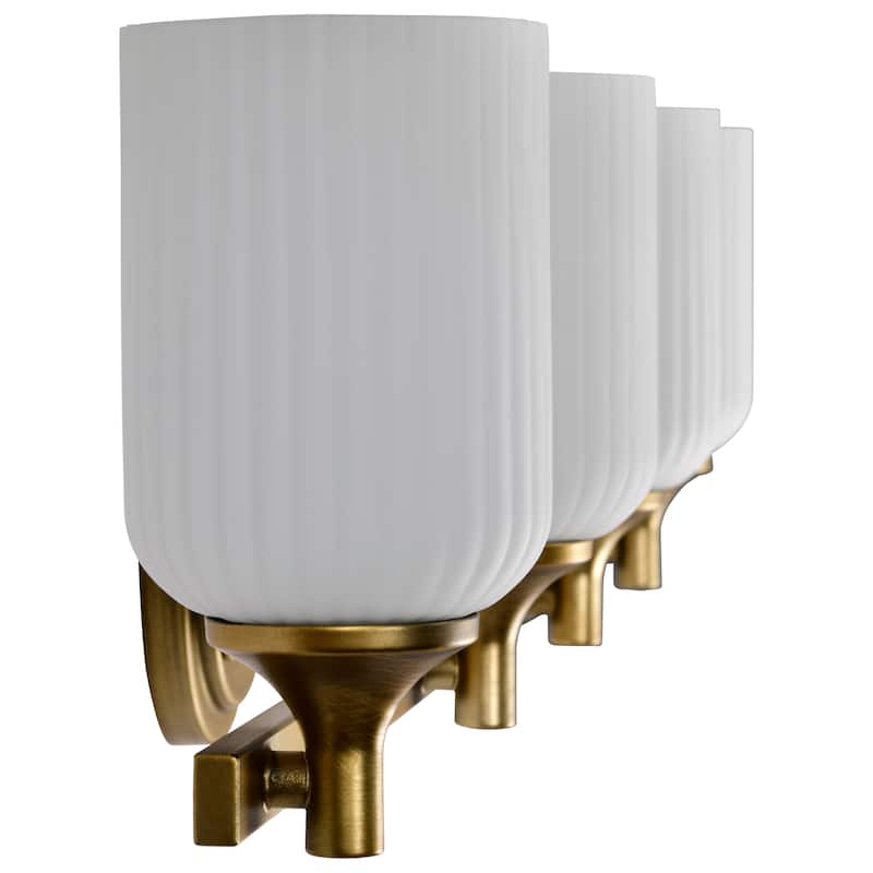 Solara 4 Light Vanity Natural Brass Finish Frosted Ribbed Glass - Natural Brass
