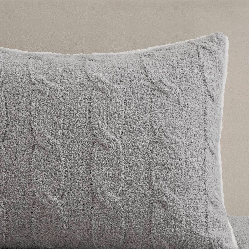 2 Pieces Twin Cable Knit Chenille Comforter Set