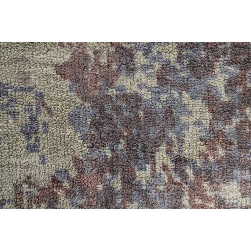 Hand Knotted Oriental Viscose Silk Carpet Modern All-Over Multi-Colored Abstract Area Rug - 4' 7'' X 2' 7''