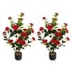 preview thumbnail 7 of 7, Set of 2 Artificial Camellia Trees 36 Inch Lifelike Indoor Decorative Plants with Cement Pots - 5" x 36"