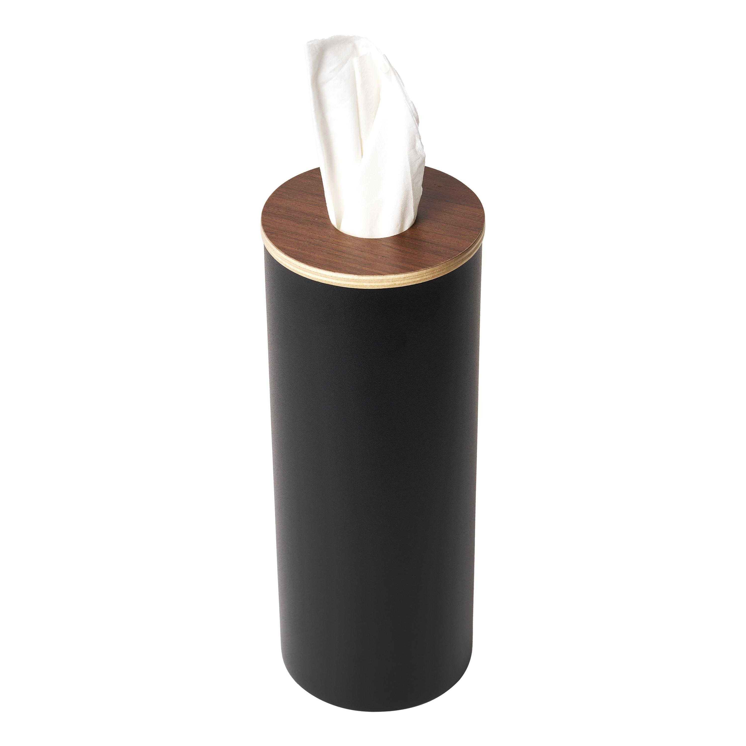 Yamazaki Home Round Tissue Case, Steel and Wood, Large, Lid - L