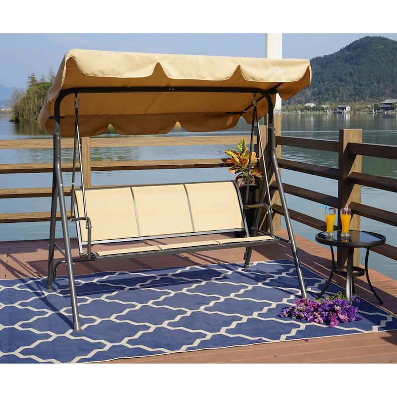 Kozyard Belle 3-person Outdoor Patio Swing with Canopy