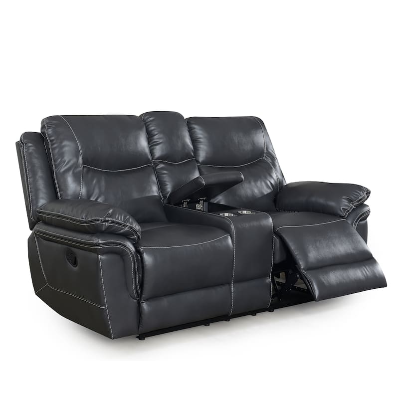 Steve Silver Irrigone Faux Leather Reclining Loveseat with Storage - Grey