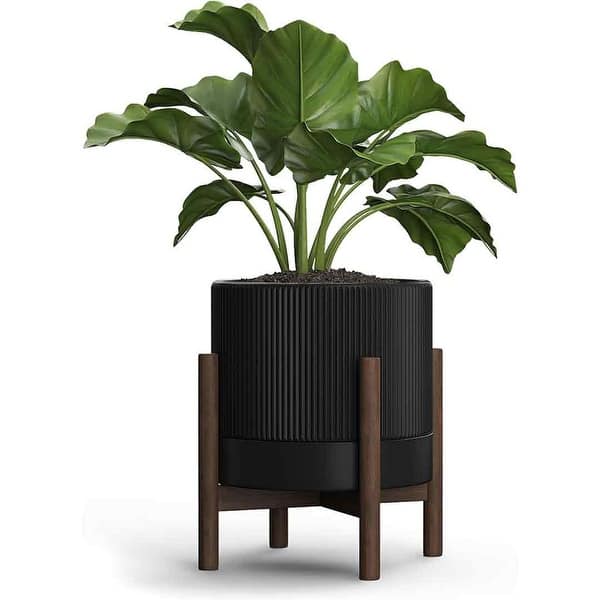 Ceramic Planter Pots Indoor with Drainage Hole & Saucer,Including Stand,7.3  Inch Mid-Century Modern Cylinder Plant Pot - Bed Bath & Beyond - 40373677