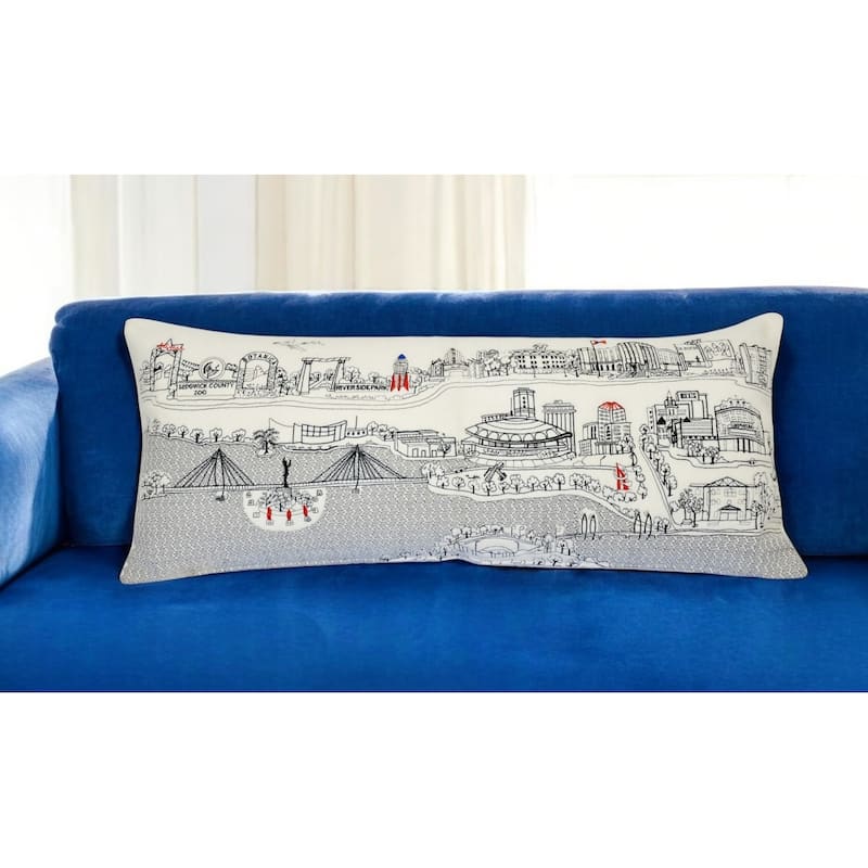 HomeRoots 35" White Wichita Daylight Skyline Lumbar Decorative Pillow - Bed Rest - Polyester
