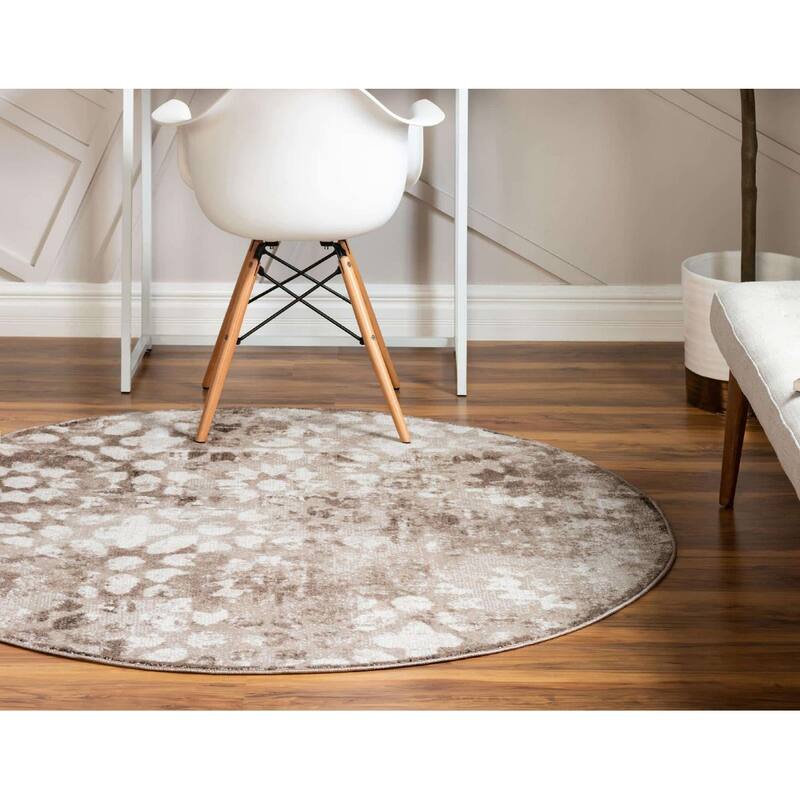 Transitional Fredo Collection Area Rug - 5' Round - Brown