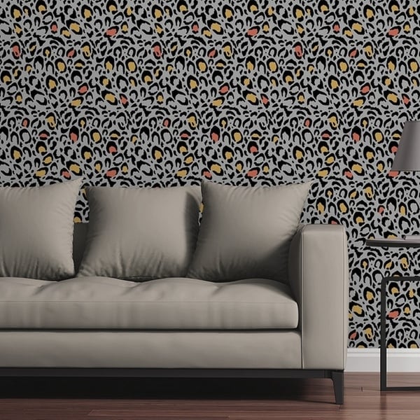 Shop Removable Wallpaper Tile - Leopard Print - Gray ...