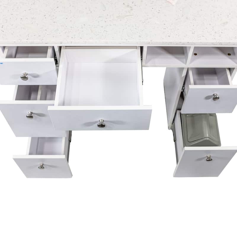 NAPA Manicure Table Nail Station, Salon Furniture & Equipment, White/Gold