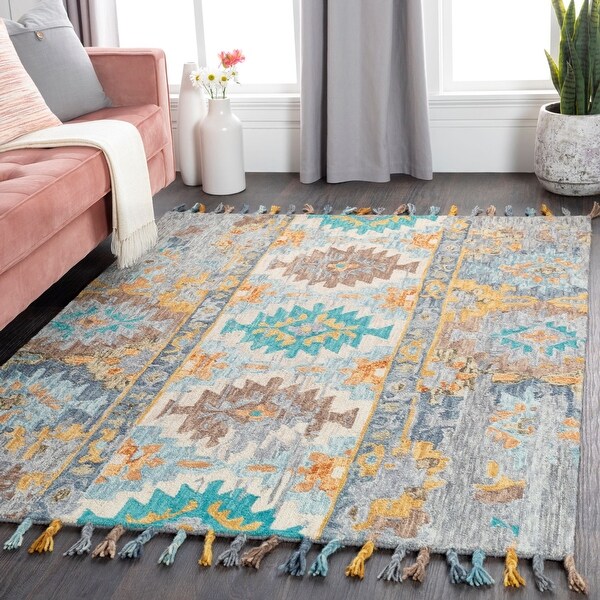 Teal and mustard hotsell throw