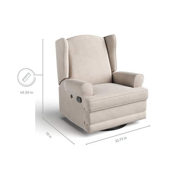 dimension image slide 2 of 4, Storkcraft Serenity Wingback Upholstered Recline Glider