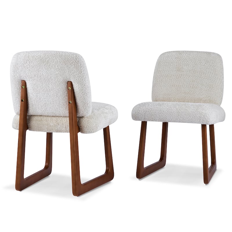 Christopher Knight Home - Modern Upholstered Dining Chair Set with Curved Wooden Legs