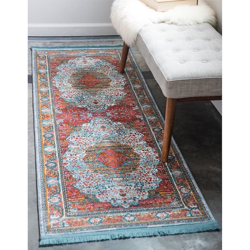 Traditional Samana Collection Area Rug - 2'2"x8' - Light Blue