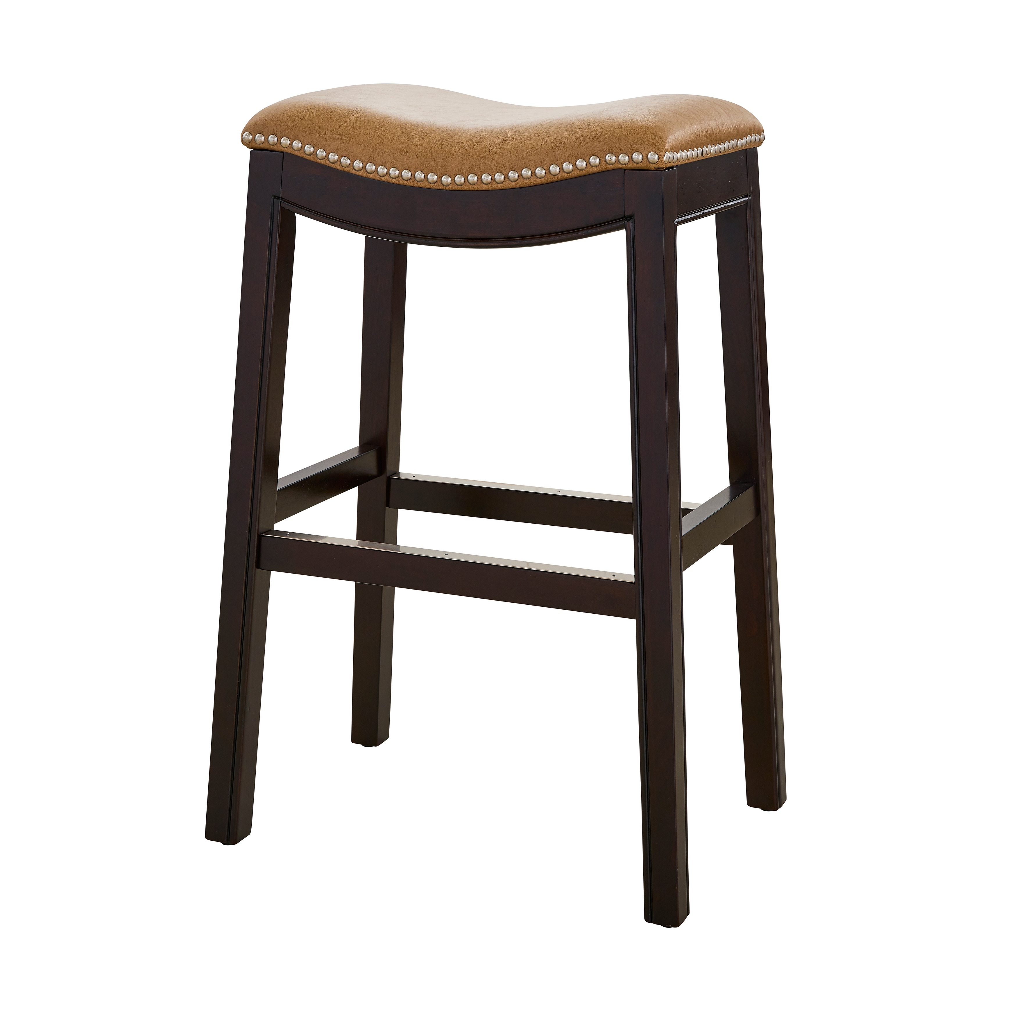 New Ridge Home Goods Julian Barstool With Tan Faux Leather seat