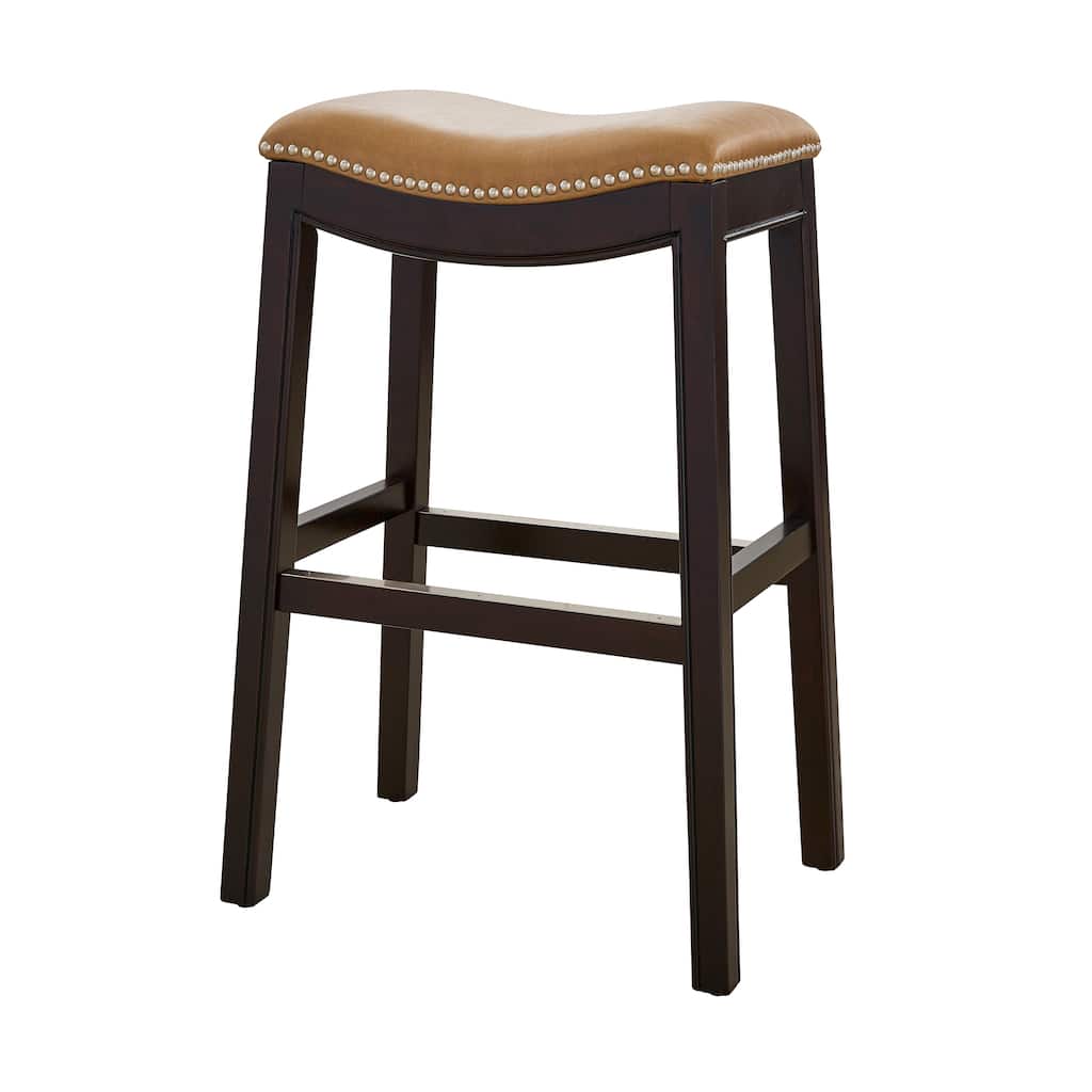 Julian 31" Espresso Bar Stool with Tan Faux Leather seat