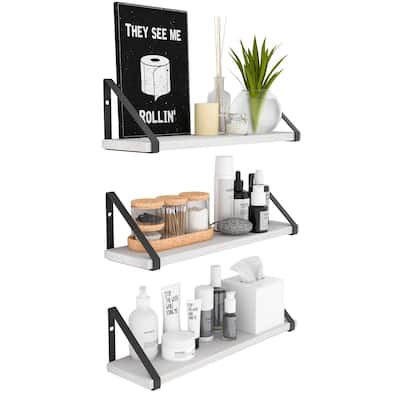 Wallniture Ponza 17"x4.5" Wall Shelves for Bathroom Decor, White, Set of 3