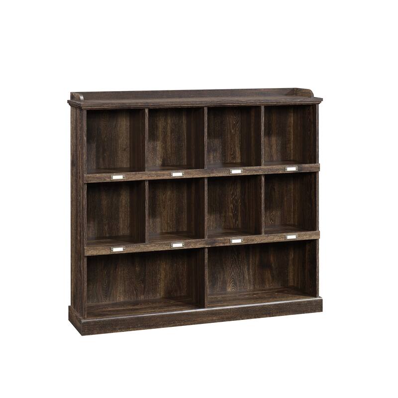 Engineered Wood Farmhouse Bookcase with Ten Spacious Cubbies, White - Brown