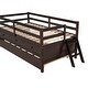 preview thumbnail 22 of 50, Elegant Low Loft Bed Twin Size with Trundle, Full Safety Fence, Climbing ladder and Storage Drawers, Solid & Sturdy, White