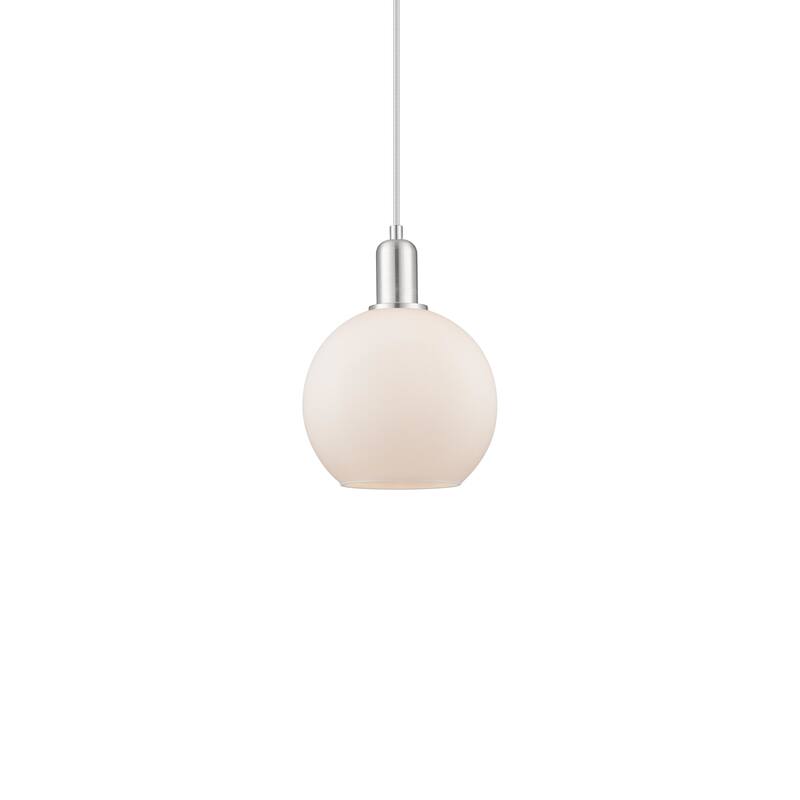 Innovations Lighting 716-1P-11-8 Athens Pendant Athens 8" Wide Mini - Brushed Satin Nickel / Matte White