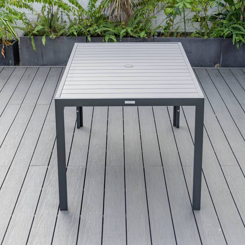 7-Piece Outdoor Dining Set in Black Aluminum Chelsea Series by LeisureMod